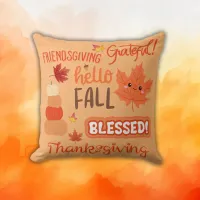 Fall Decor Pumpkin Thanksgiving on Orange | Throw Pillow