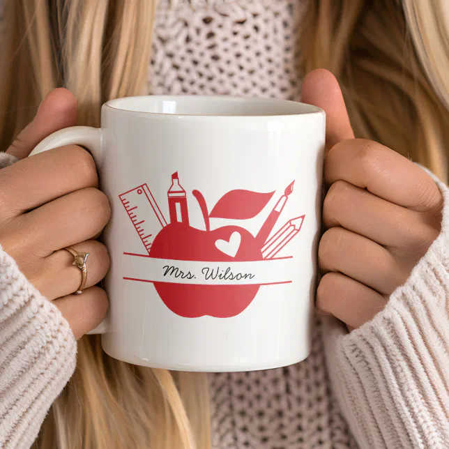 Personalized school teacher | red apples coffee mug