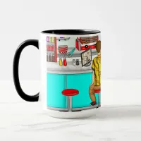 1950's Couple Holding Hands at Diner    Mug