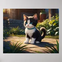 *~* Tuxedo Garden Kitty Cat 5:4 Feline Kitten Poster