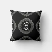 Elegant Goth Initial Z Throw Pillow