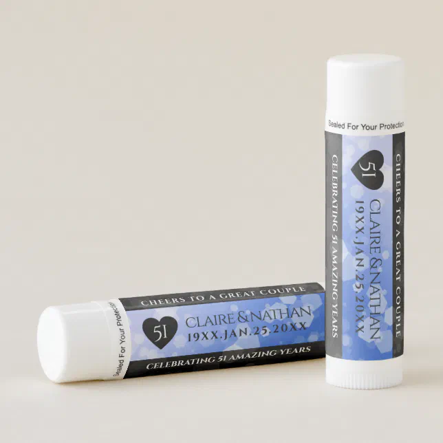 Elegant 51st Sapphire Wedding Anniversary Lip Balm