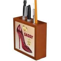 Red & Gold on Brown High Heel Shoe | Desk Organizer