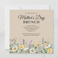 Wildflowers Watercolor Border Mother's Day Brunch Invitation