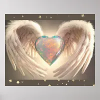 **~* AP78 Heart Angel Wings Feather Opal Poster