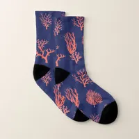 Coral and Navy Blue Groom Wedding Socks