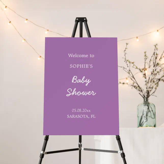 Baby Shower Gentle Purple Welcome Sign