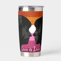 Lesbian Flag with Two Woman Silhouettes  Insulated Tumbler