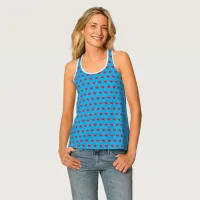 Red Heart Girly Fun Balloon Pattern Blue Chic Tank Top