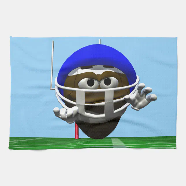 Funny Cartoon Football in a Helmet Towel