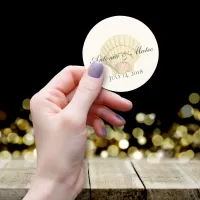 Vintage Scallop Single Seashell Wedding Classic Round Sticker