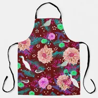 Tropical Birds Floral Botanical Print Apron