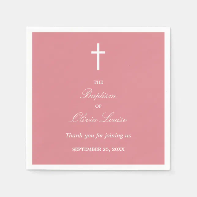 Blush Pink Baptism Party Napkins