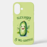 Cute Green Cartoon Pickle iPhone 16 Case