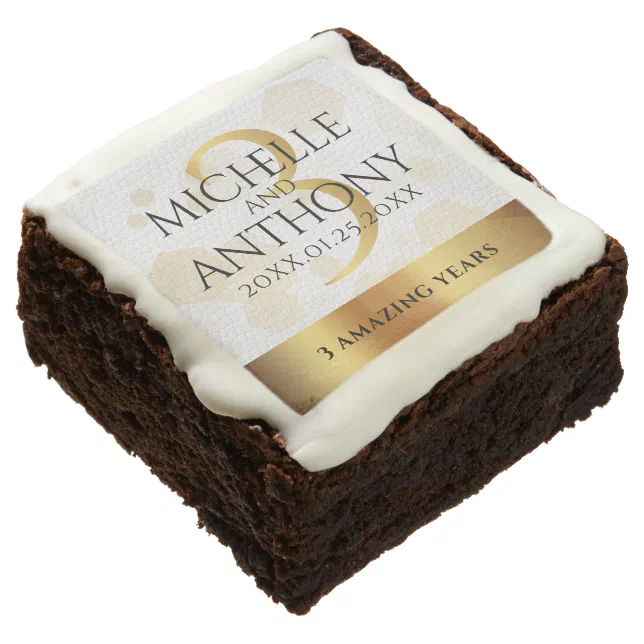 Elegant 3rd Leather Wedding Anniversary Brownie