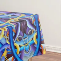 Dynamic Playful Abstract in Shades of Blue Tablecloth