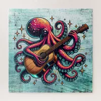 Funny Cartoon Octopus Playing Guitar Jigsaw Puzzle