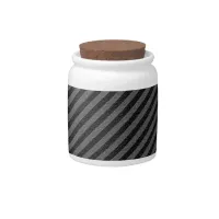 Thin Black and Gray Diagonal Stripes Candy Jar