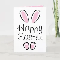 Pink Bunny Ears and Toes Baby Girl First Easter Holiday Card