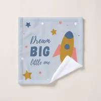 Dream Big Little One Cute Cartoon Space Rocket Wash Cloth