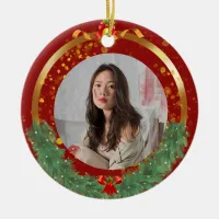 Custom Christmas Photo Ceramic Ornament