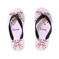 Cute and funny dancing cows   kid's flip flops