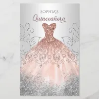 Budget Rose Gold Sparkle Dress Quincea&#241;era Invite