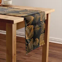 Bold Caribbean Tribal Mudcloth: Black, Gold Short Table Runner