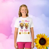 Gender Reveal He She Big Sister to Bee Girls White T-Shirt