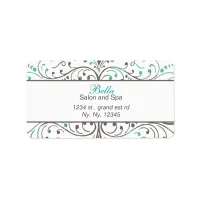 Aqua Flourish Personalized Business Stationery Label