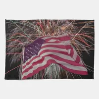 American Flag and Fireworks Towel