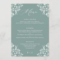 Elegant Sea Green Vintage Wedding Menus