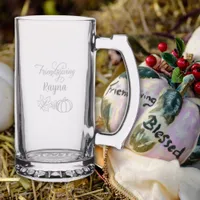 Fall Friendsgiving Thanksgiving Name etched Stein