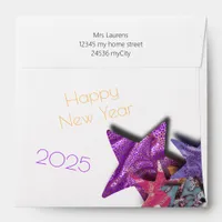 Multicolored shining stars - happy new year envelope