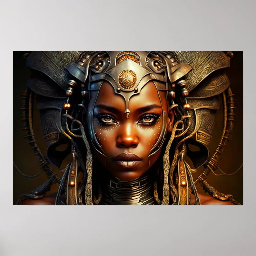 African Warrior Princess Afrofuturism Render Poster