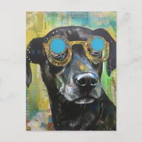 Dog in Glasses Collage Postcard