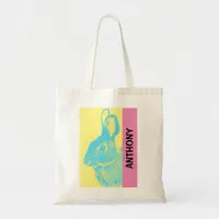 80's Retro Vintage Easter Bunny Tote Bag with Name