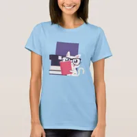 Adorable Cat Reading Books T-Shirt