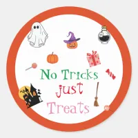 Halloween No Tricks Just Treats spooky pumpkin Classic Round Sticker