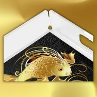 Gold goldfish on black foil monogram | acrylic tray