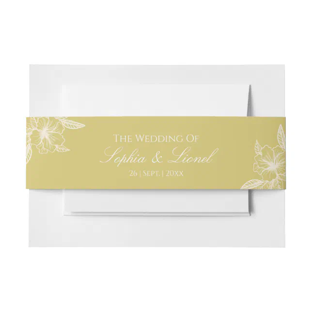 Minimal Elegant Floral Wedding Invitation Belly Band