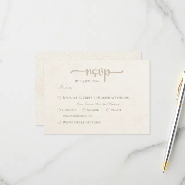 Minimalist Elegant Floral Wedding RSVP Card