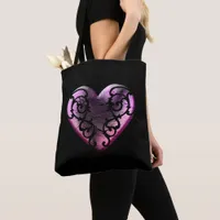 Filigree Goth Pink Heart Tote Bag