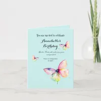 Delicate Pink Butterfly in Pastel Rainbow Colors Invitation