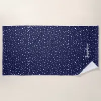 Stars and constellations on night sky beach towel