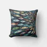 Cute shole of colorful fish throw pillow