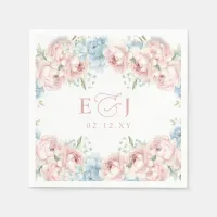 Elegant Boho Summer Spring Blush Floral Wedding Napkins