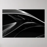 Waves in Chrome abstract black & white photograph Poster