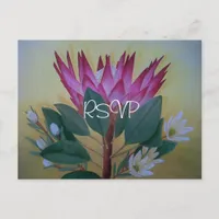 South African Giant Protea Wedding RSVP with Photo Invitation Postcard