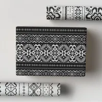 Black & White Cozy Winter Sweater Christmas Wrapping Paper Sheets